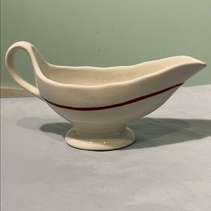 Vintage Jackson Custom China Cream Gravy Boat with Red Stripe Falls Creek PA USA